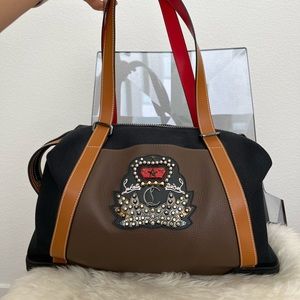 Christian Louboutin Canvas Calfskin Bagdamon Bag - black/cafe holdall travel bag